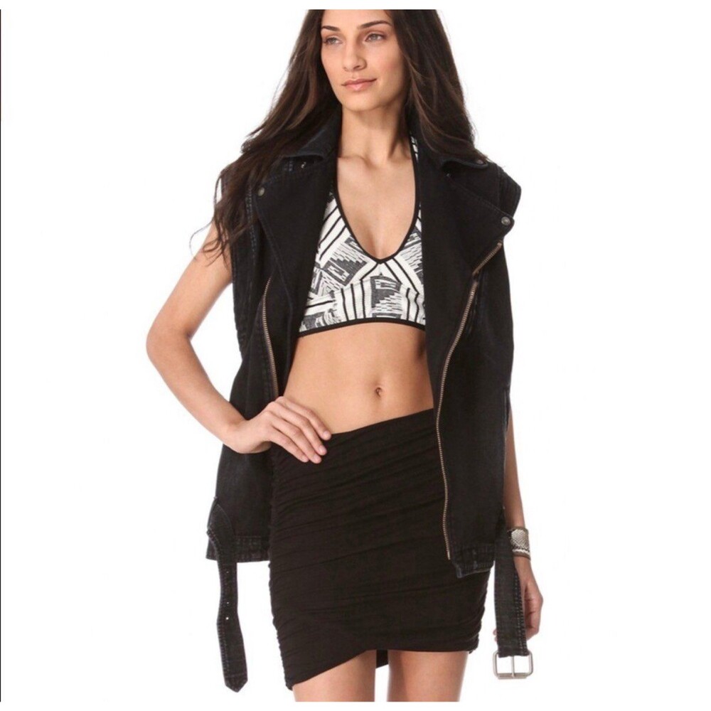 Free people Black Ruched Wrap Miniskirt